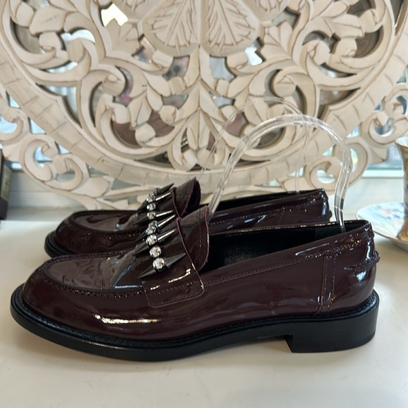 AGL Lola Spike Size 36.5 EU Patent Purple Plum Leather Loafers New Without Box - Picture 7 of 15